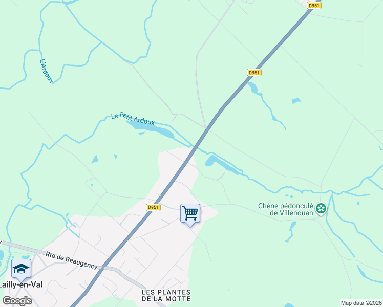 map of restaurants, bars, coffee shops, grocery stores, and more near 117 Route d'Orléans in Lailly-en-Val