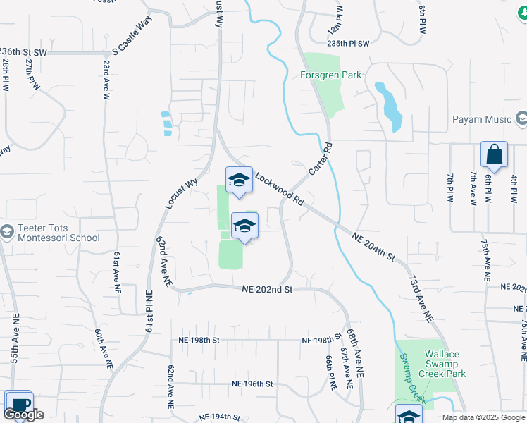 map of restaurants, bars, coffee shops, grocery stores, and more near 24318 Carter Road in Bothell