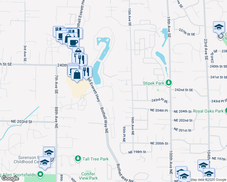map of restaurants, bars, coffee shops, grocery stores, and more near 24331 Bothell Everett Highway in Bothell