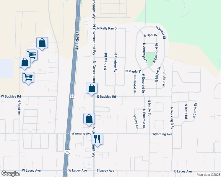 map of restaurants, bars, coffee shops, grocery stores, and more near 11751 North Forest Road in Hayden