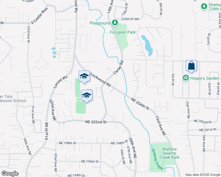 map of restaurants, bars, coffee shops, grocery stores, and more near 24232 13th Place West in Bothell