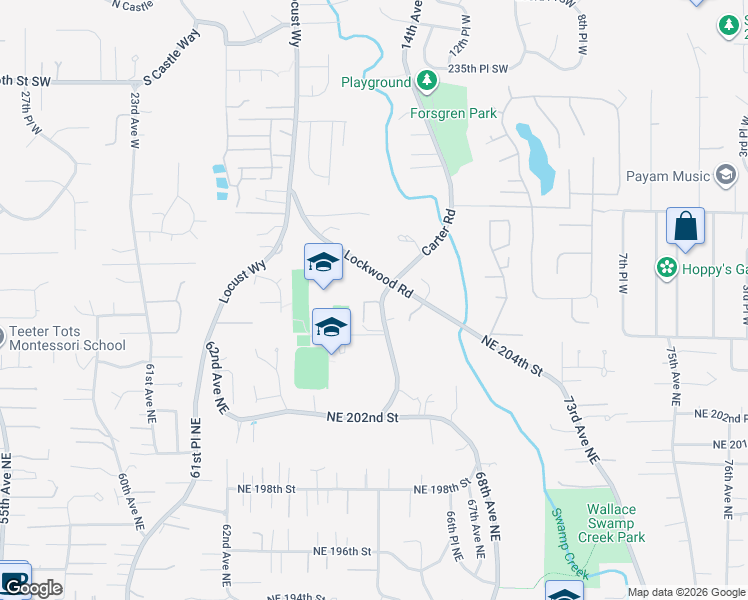 map of restaurants, bars, coffee shops, grocery stores, and more near 24230 Lockwood Road in Bothell