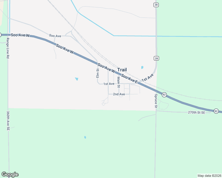 map of restaurants, bars, coffee shops, grocery stores, and more near 205 Birch Street in Trail