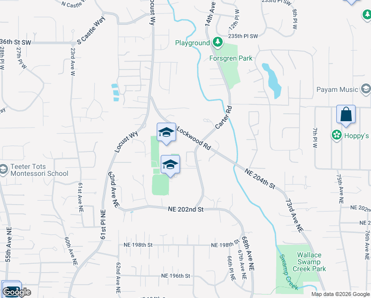 map of restaurants, bars, coffee shops, grocery stores, and more near 24314 Carter Road in Bothell