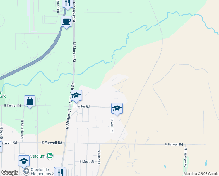 map of restaurants, bars, coffee shops, grocery stores, and more near 13305 North Yale Road in Mead
