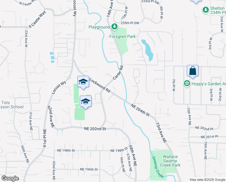 map of restaurants, bars, coffee shops, grocery stores, and more near 24232 13th Place West in Bothell