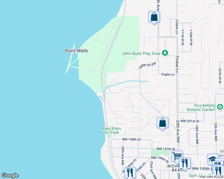 map of restaurants, bars, coffee shops, grocery stores, and more near 20452 Richmond Beach Drive Northwest in Seattle