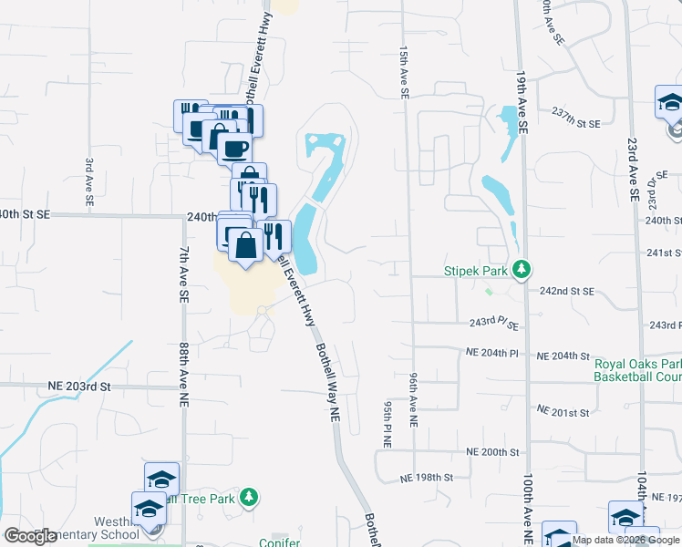 map of restaurants, bars, coffee shops, grocery stores, and more near 24331 Bothell Everett Highway in Bothell