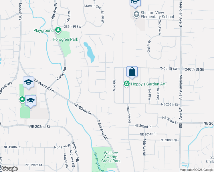 map of restaurants, bars, coffee shops, grocery stores, and more near 24227 8th Place West in Bothell