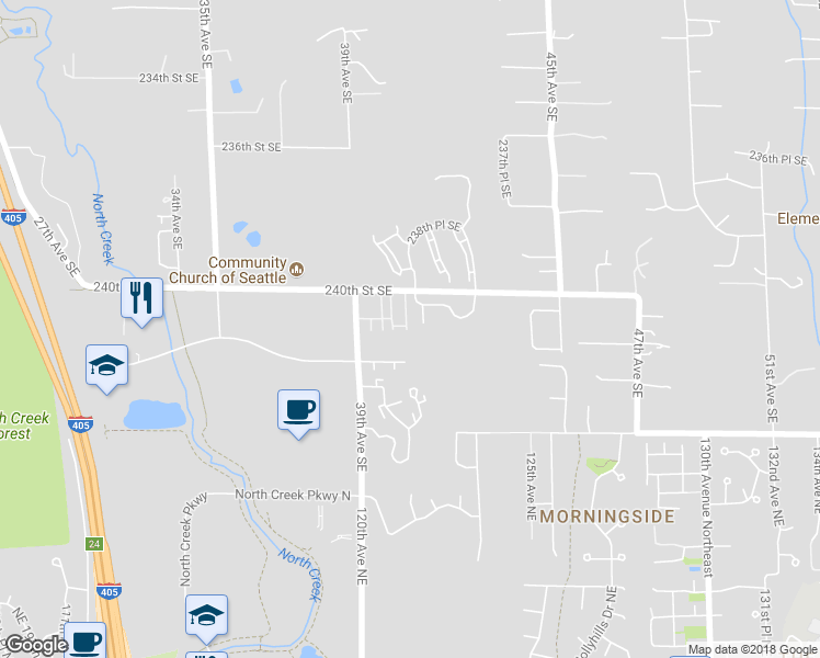 map of restaurants, bars, coffee shops, grocery stores, and more near 24012 41st Avenue Southeast in Bothell