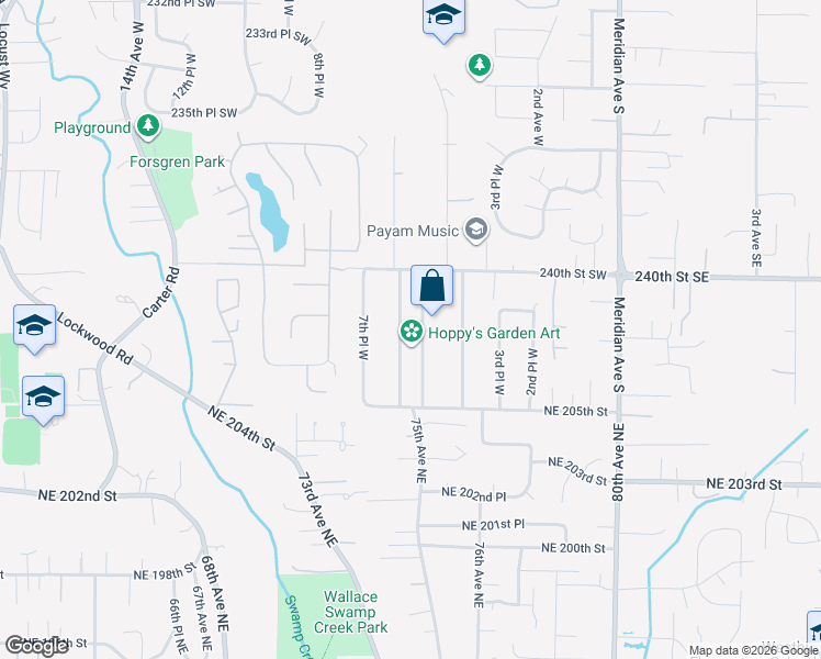 map of restaurants, bars, coffee shops, grocery stores, and more near 24107 7th Avenue West in Bothell