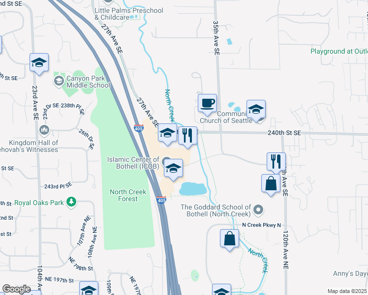 map of restaurants, bars, coffee shops, grocery stores, and more near 3303 Monte Villa Parkway in Bothell