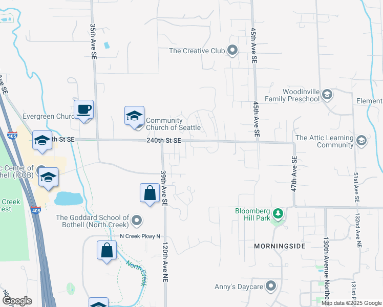 map of restaurants, bars, coffee shops, grocery stores, and more near 24020 41st Avenue Southeast in Bothell