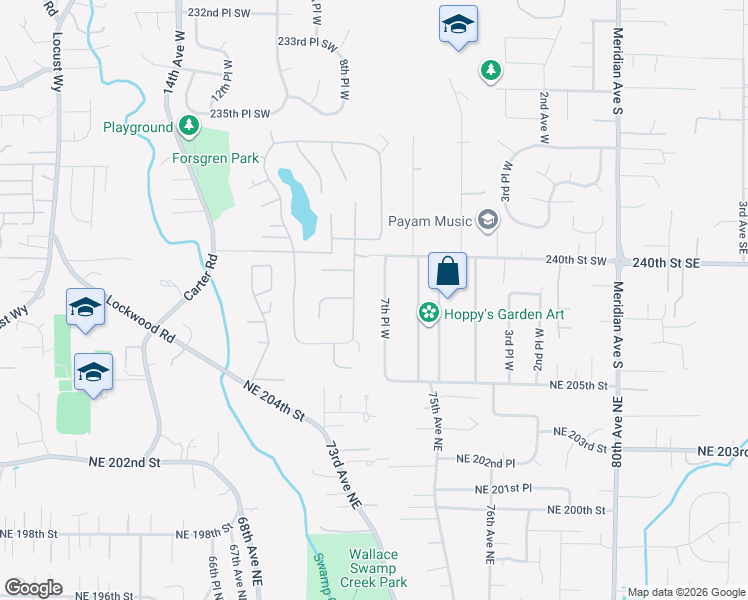 map of restaurants, bars, coffee shops, grocery stores, and more near 24111 8th Place West in Bothell