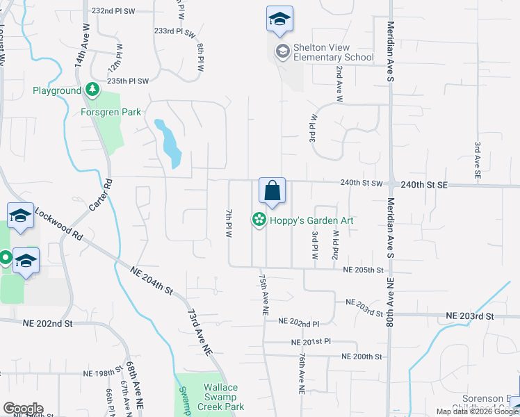 map of restaurants, bars, coffee shops, grocery stores, and more near 24107 7th Avenue West in Bothell