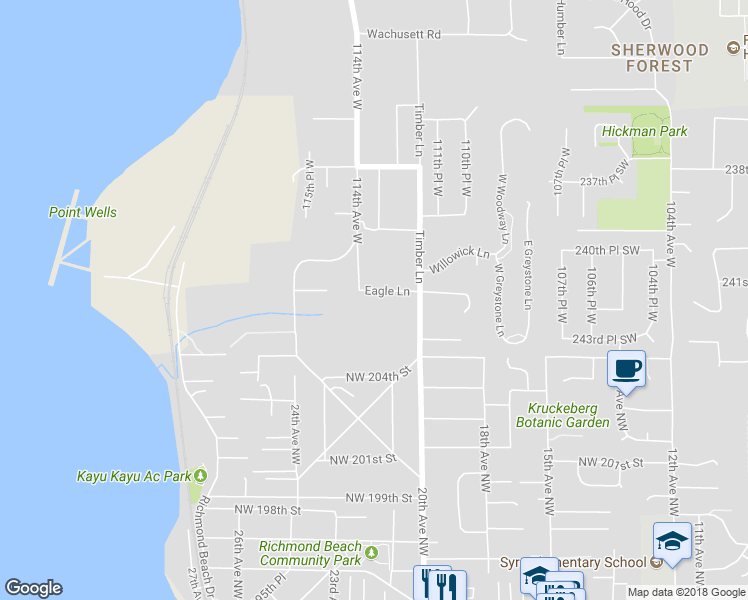 map of restaurants, bars, coffee shops, grocery stores, and more near 11310 Eagle Lane in Woodway