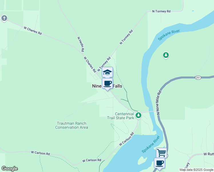 map of restaurants, bars, coffee shops, grocery stores, and more near in Nine Mile Falls