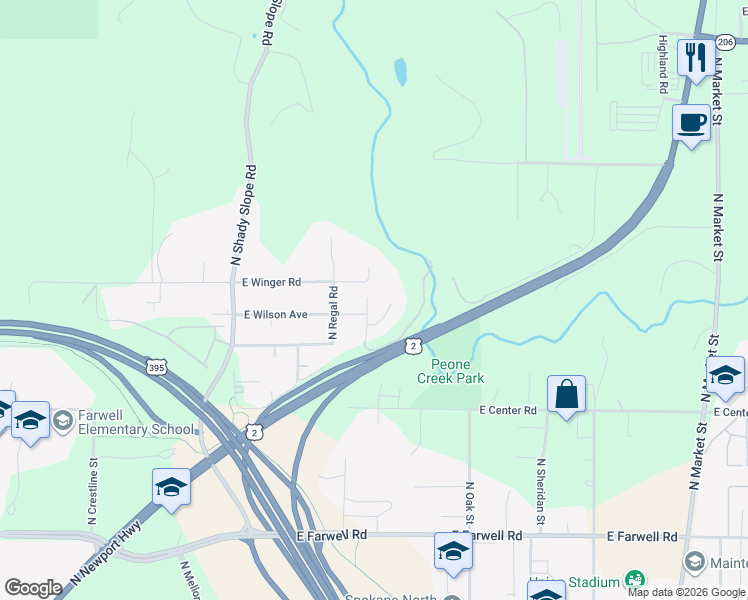 map of restaurants, bars, coffee shops, grocery stores, and more near 13407 North Stephanie Court in Mead