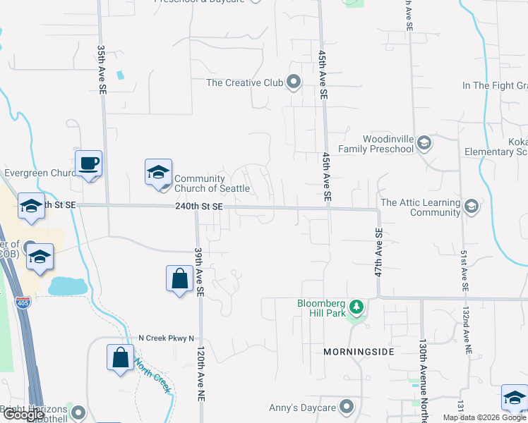 map of restaurants, bars, coffee shops, grocery stores, and more near 4141 240 Place Southeast in Bothell