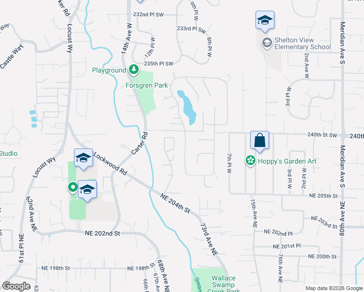 map of restaurants, bars, coffee shops, grocery stores, and more near 24106 10th Place West in Bothell