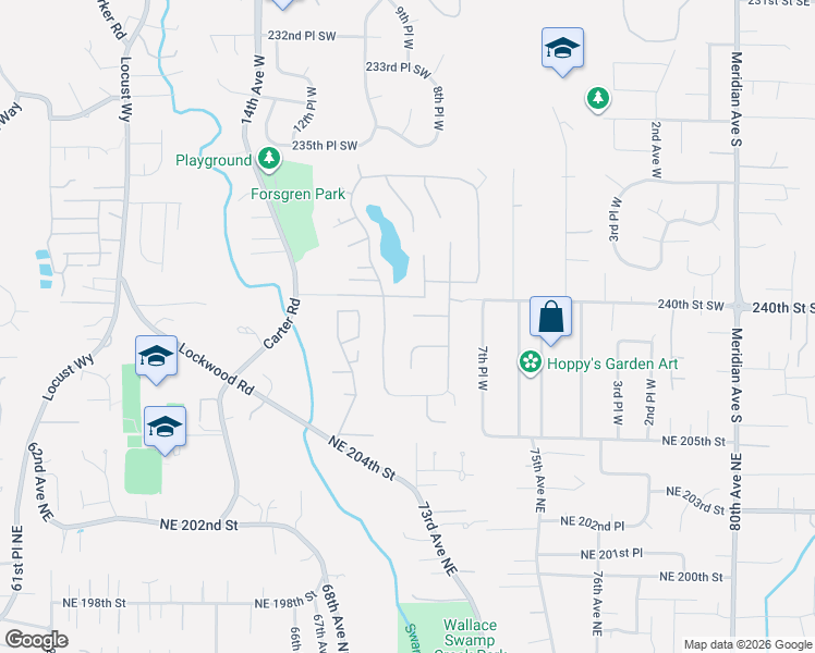 map of restaurants, bars, coffee shops, grocery stores, and more near 903 241st Place Southwest in Bothell