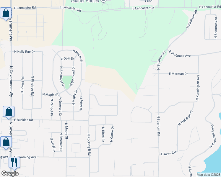 map of restaurants, bars, coffee shops, grocery stores, and more near 1075 East Gravelstone Court in Hayden
