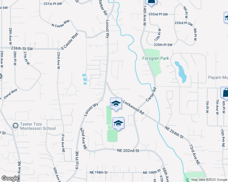 map of restaurants, bars, coffee shops, grocery stores, and more near 23921 Lockwood Road in Bothell