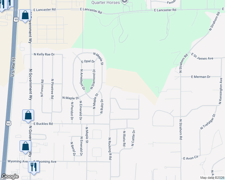 map of restaurants, bars, coffee shops, grocery stores, and more near 12905 North Emerald Drive in Hayden