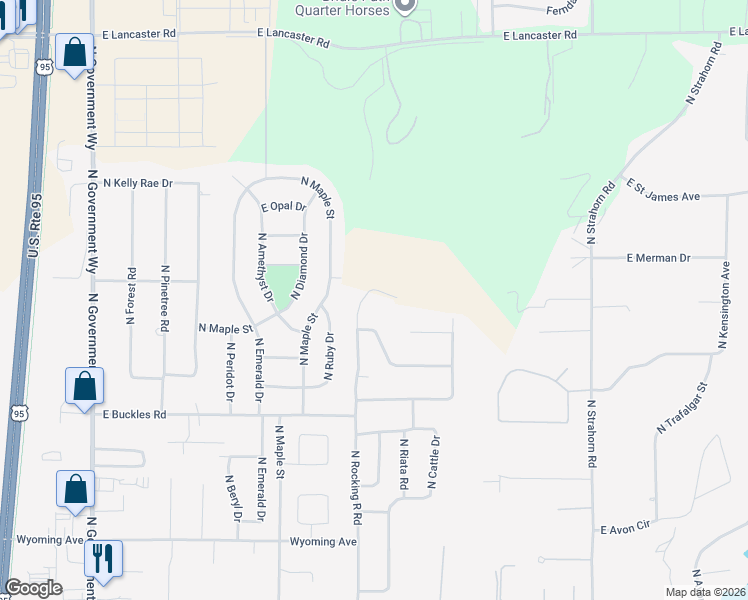 map of restaurants, bars, coffee shops, grocery stores, and more near 12883 North Emerald Drive in Hayden