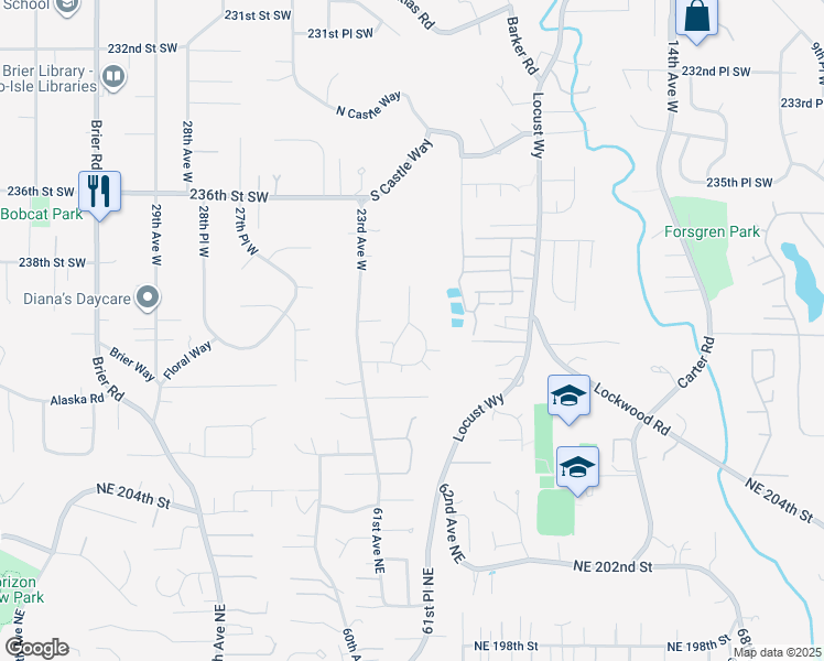 map of restaurants, bars, coffee shops, grocery stores, and more near 23917 22nd Avenue West in Bothell