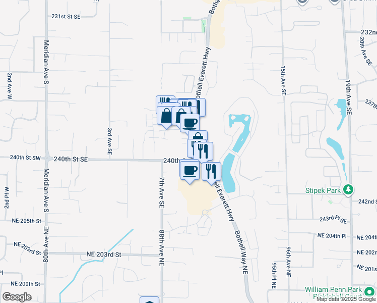 map of restaurants, bars, coffee shops, grocery stores, and more near 23908 Bothell Everett Highway in Bothell