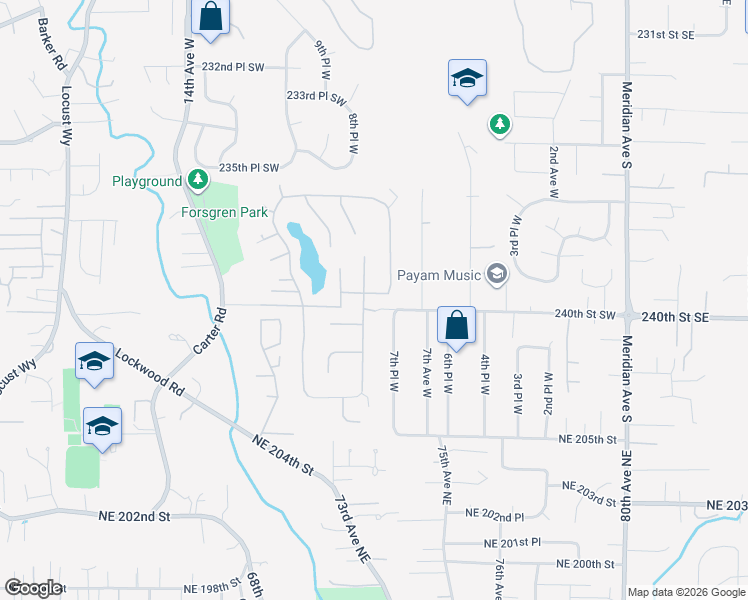 map of restaurants, bars, coffee shops, grocery stores, and more near 802 Wandering Creek Drive in Bothell