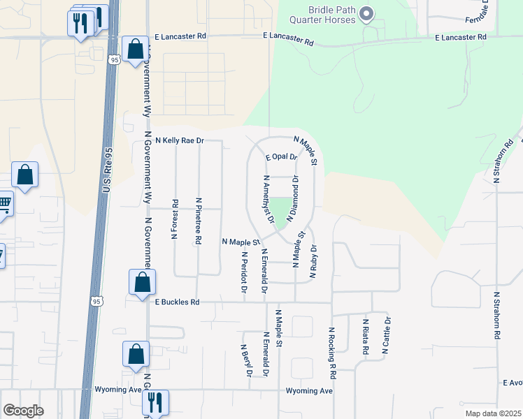 map of restaurants, bars, coffee shops, grocery stores, and more near 12071 North Amethyst Drive in Hayden