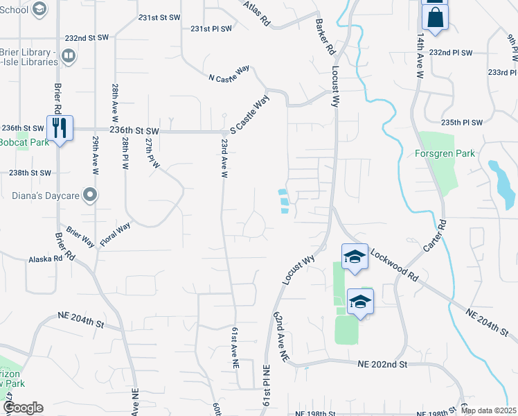 map of restaurants, bars, coffee shops, grocery stores, and more near 23917 22nd Avenue West in Bothell