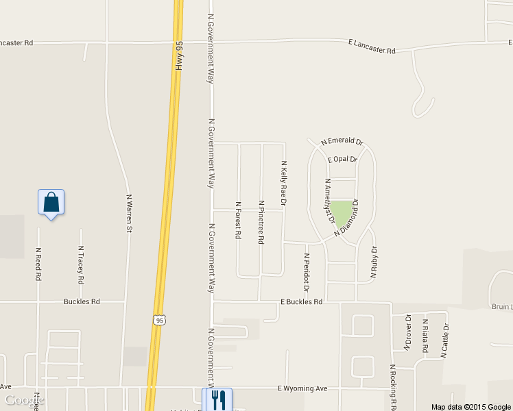 map of restaurants, bars, coffee shops, grocery stores, and more near 12055 North Pinetree Road in Hayden