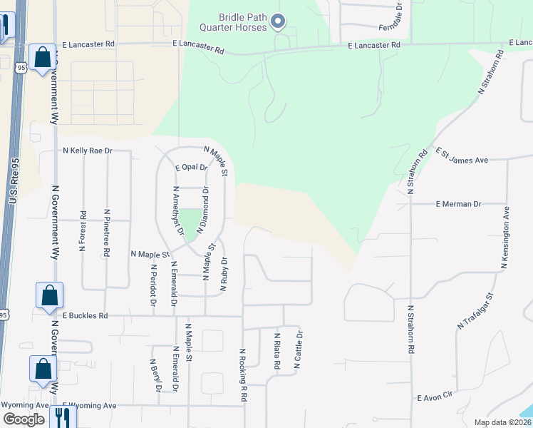 map of restaurants, bars, coffee shops, grocery stores, and more near 12883 North Emerald Drive in Hayden