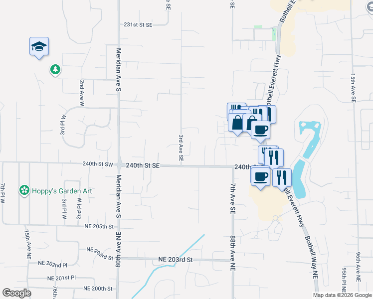 map of restaurants, bars, coffee shops, grocery stores, and more near 23908 3rd Drive Southeast in Bothell