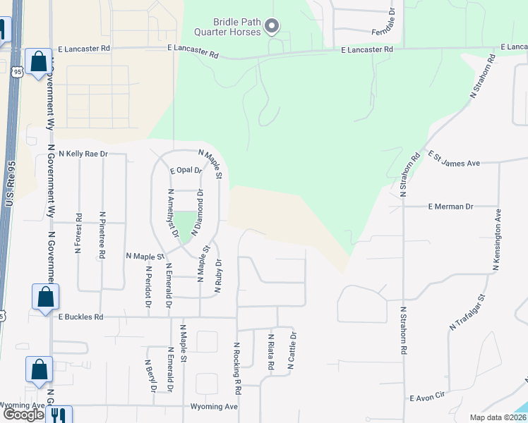map of restaurants, bars, coffee shops, grocery stores, and more near 12883 North Emerald Drive in Hayden