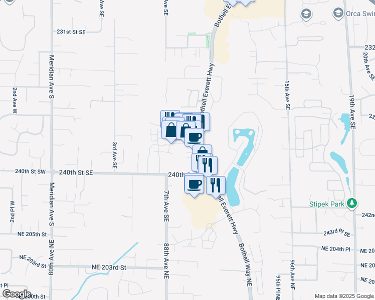 map of restaurants, bars, coffee shops, grocery stores, and more near 23908 Bothell Everett Highway in Bothell