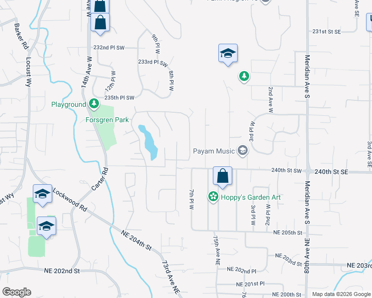 map of restaurants, bars, coffee shops, grocery stores, and more near 802 Wandering Creek Drive in Bothell