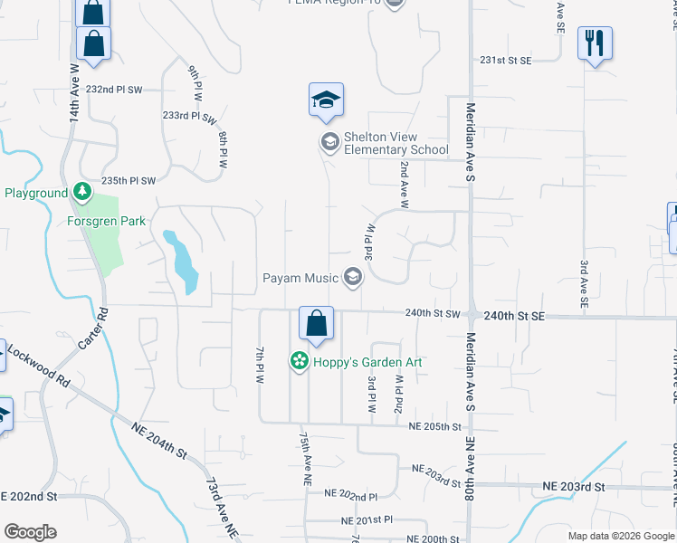 map of restaurants, bars, coffee shops, grocery stores, and more near 23723 5th Avenue West in Bothell