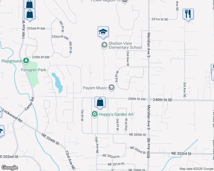 map of restaurants, bars, coffee shops, grocery stores, and more near 23723 5th Avenue West in Bothell