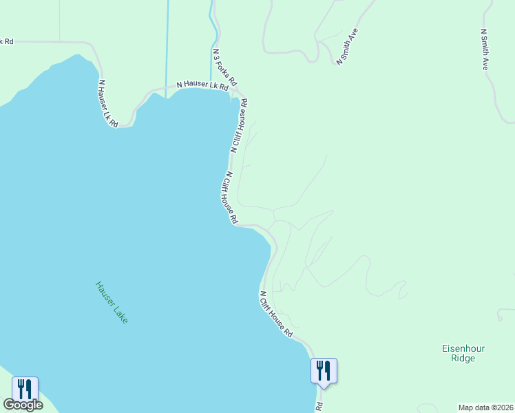 map of restaurants, bars, coffee shops, grocery stores, and more near 12104 North Wildwood Point Road in Hauser