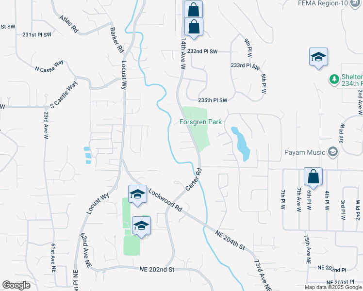 map of restaurants, bars, coffee shops, grocery stores, and more near 1320 237th Place Southwest in Bothell