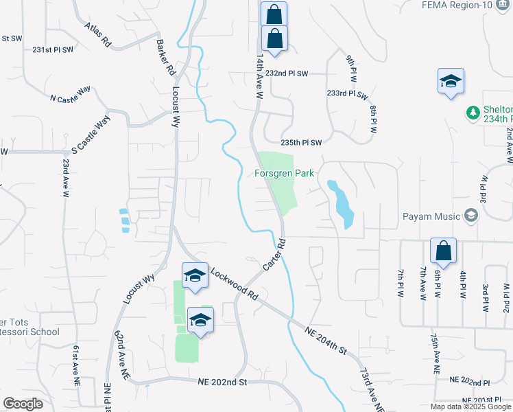 map of restaurants, bars, coffee shops, grocery stores, and more near 1320 237th Place Southwest in Bothell