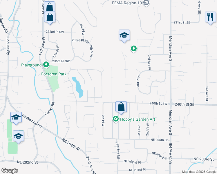 map of restaurants, bars, coffee shops, grocery stores, and more near 23726 7th Ave W in Bothell