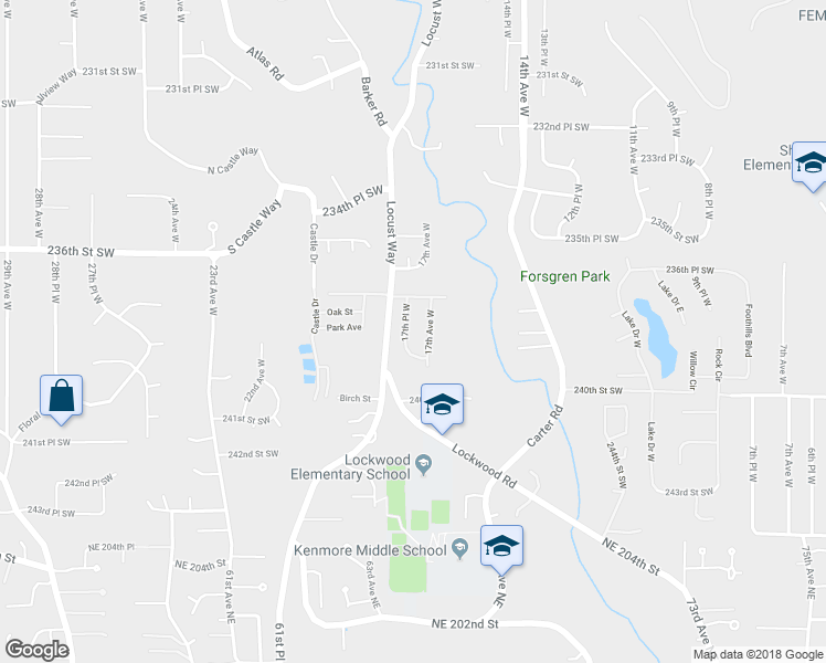 map of restaurants, bars, coffee shops, grocery stores, and more near 23811 17th Place West in Bothell