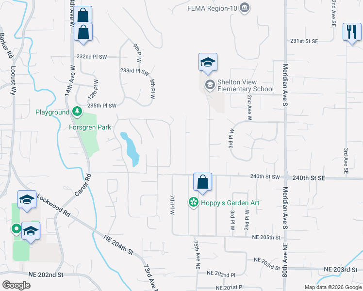 map of restaurants, bars, coffee shops, grocery stores, and more near 23801 7th Place West in Bothell