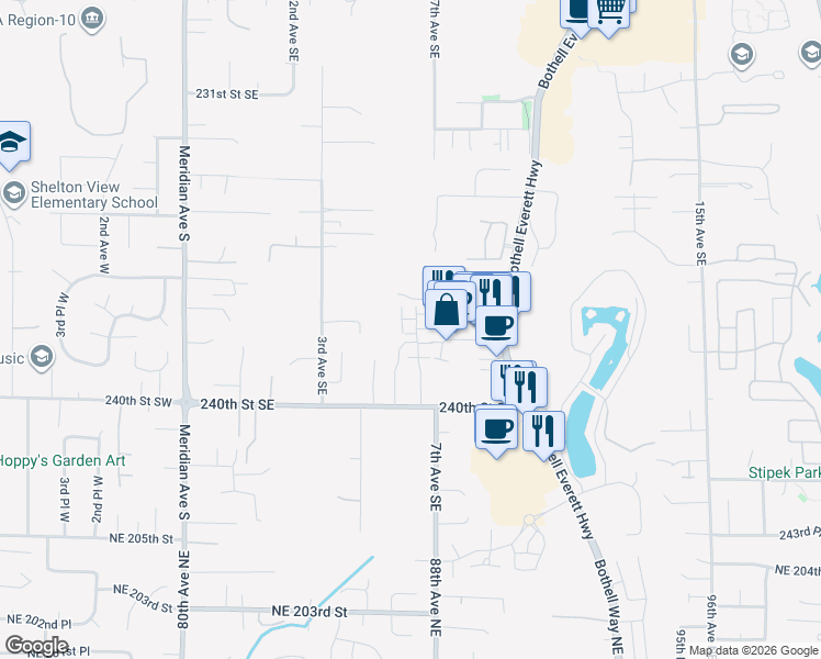 map of restaurants, bars, coffee shops, grocery stores, and more near 509 237th Place Southeast in Bothell