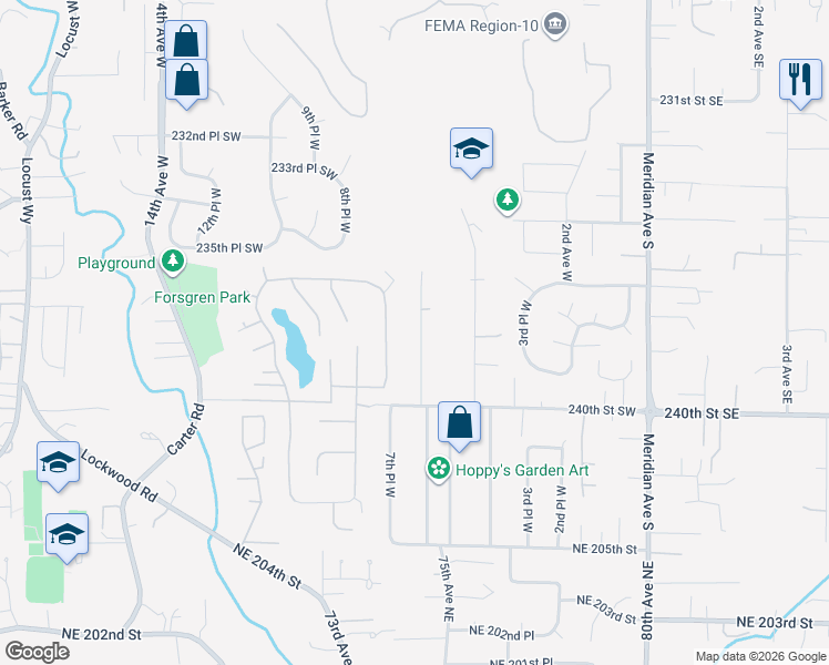 map of restaurants, bars, coffee shops, grocery stores, and more near 23726 7th Avenue West in Bothell